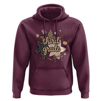 Third Grade Leopard Checkered Star Coquette Hoodie Cute 3rd Grade Girl Back to School Gift