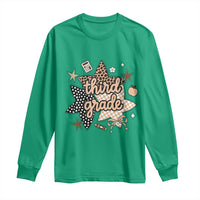 Third Grade Leopard Checkered Star Coquette Long Sleeve Shirt Cute 3rd Grade Girl Back to School Gift