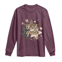 Third Grade Leopard Checkered Star Coquette Long Sleeve Shirt Cute 3rd Grade Girl Back to School Gift