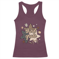 Third Grade Leopard Checkered Star Coquette Racerback Tank Top Cute 3rd Grade Girl Back to School Gift