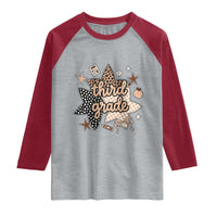 Third Grade Leopard Checkered Star Coquette Raglan Shirt Cute 3rd Grade Girl Back to School Gift
