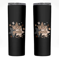 Third Grade Leopard Checkered Star Coquette Skinny Tumbler Cute 3rd Grade Girl Back to School Gift
