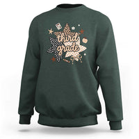 Third Grade Leopard Checkered Star Coquette Sweatshirt Cute 3rd Grade Girl Back to School Gift