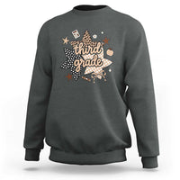 Third Grade Leopard Checkered Star Coquette Sweatshirt Cute 3rd Grade Girl Back to School Gift