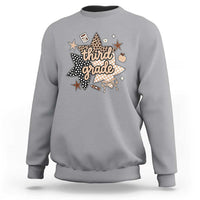 Third Grade Leopard Checkered Star Coquette Sweatshirt Cute 3rd Grade Girl Back to School Gift