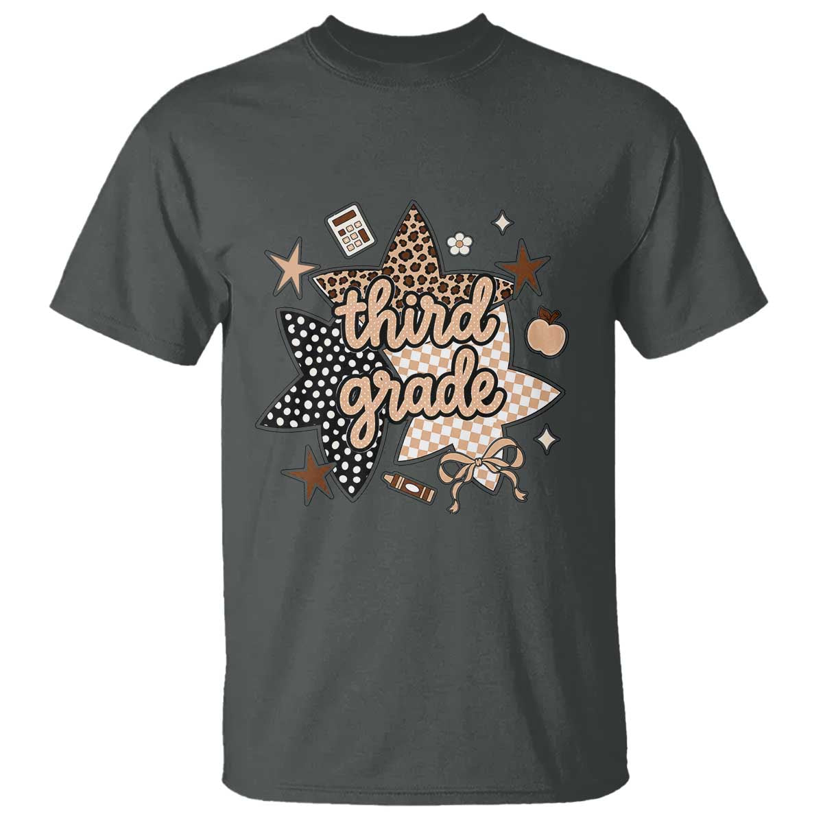 Third Grade Leopard Checkered Star Coquette T Shirt Cute 3rd Grade Girl Back to School Gift