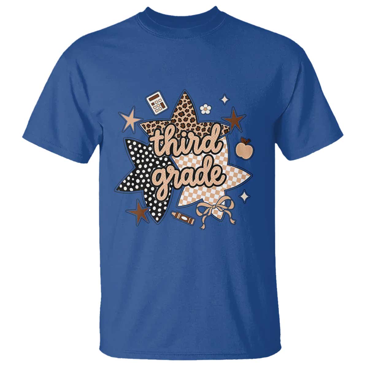 Third Grade Leopard Checkered Star Coquette T Shirt Cute 3rd Grade Girl Back to School Gift