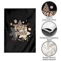 Fifth Grade Leopard Checkered Star Coquette Garden Flag Cute 5th Grade Girl Back to School Gift