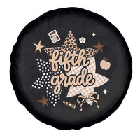 Fifth Grade Leopard Checkered Star Coquette Spare Tire Cover Cute 5th Grade Girl Back to School Gift