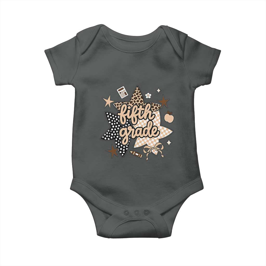 Fifth Grade Leopard Checkered Star Coquette Baby Onesie Cute 5th Grade Girl Back to School Gift