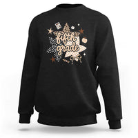 Fifth Grade Leopard Checkered Star Coquette Sweatshirt Cute 5th Grade Girl Back to School Gift