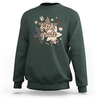 Fifth Grade Leopard Checkered Star Coquette Sweatshirt Cute 5th Grade Girl Back to School Gift