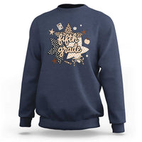Fifth Grade Leopard Checkered Star Coquette Sweatshirt Cute 5th Grade Girl Back to School Gift