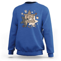 Fifth Grade Leopard Checkered Star Coquette Sweatshirt Cute 5th Grade Girl Back to School Gift
