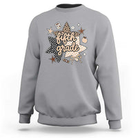 Fifth Grade Leopard Checkered Star Coquette Sweatshirt Cute 5th Grade Girl Back to School Gift