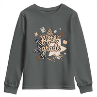 Fifth Grade Leopard Checkered Star Coquette Youth Sweatshirt Cute 5th Grade Girl Back to School Gift