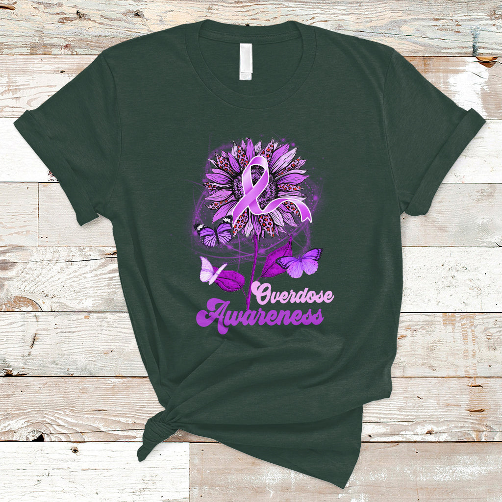 Overdose Awareness T Shirt Sunflower Purple Overdose Prevention - Wonder Print Shop