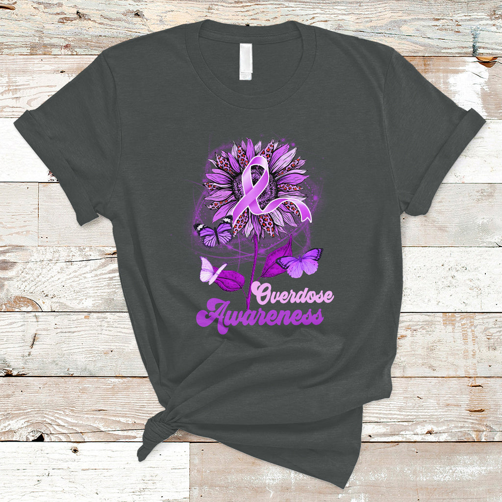 Overdose Awareness T Shirt Sunflower Purple Overdose Prevention - Wonder Print Shop