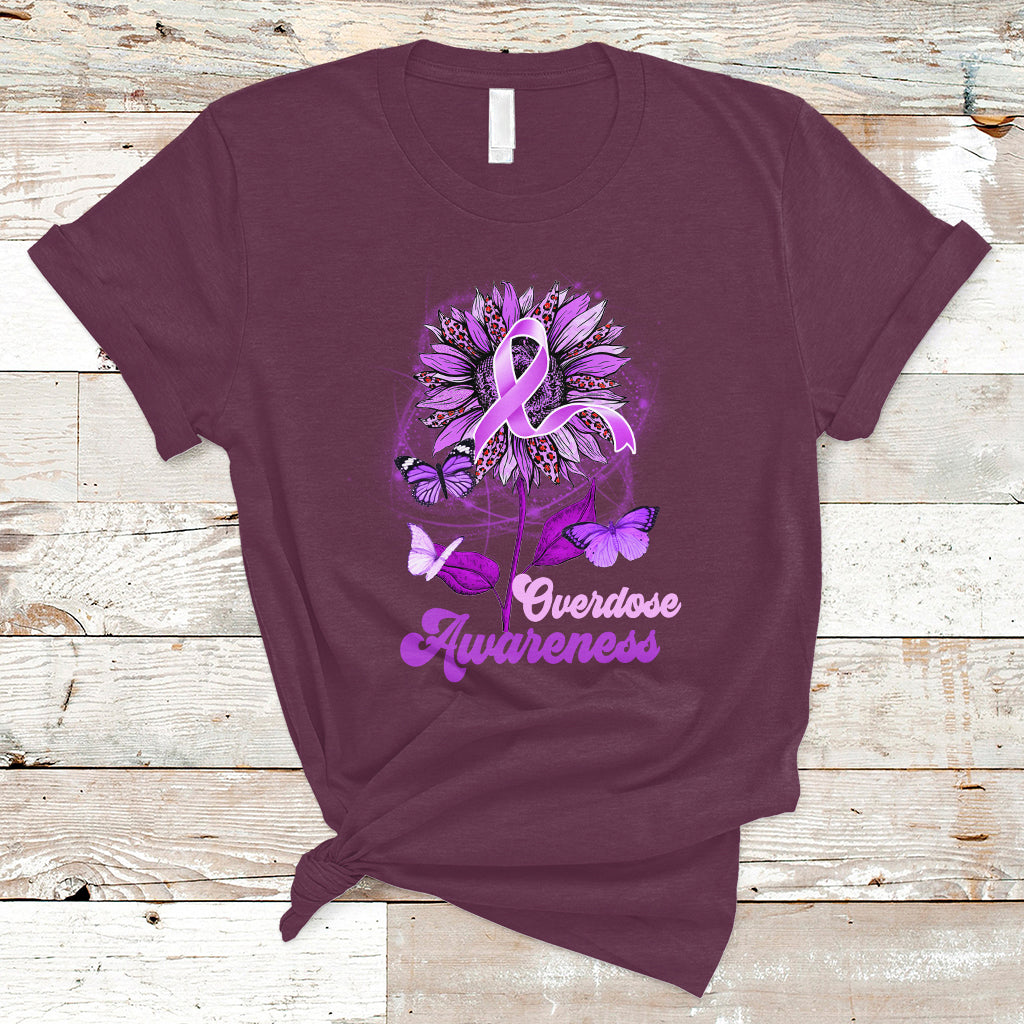 Overdose Awareness T Shirt Sunflower Purple Overdose Prevention - Wonder Print Shop