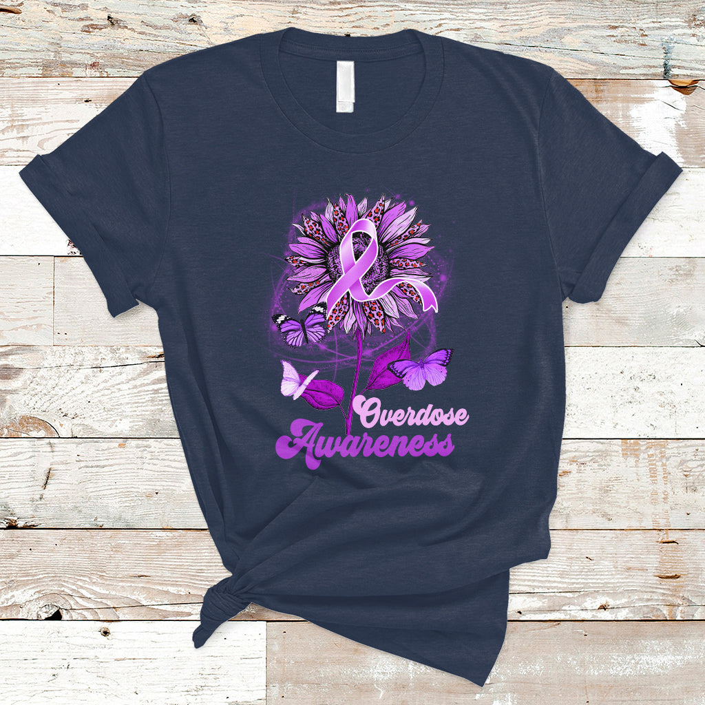 Overdose Awareness T Shirt Sunflower Purple Overdose Prevention - Wonder Print Shop