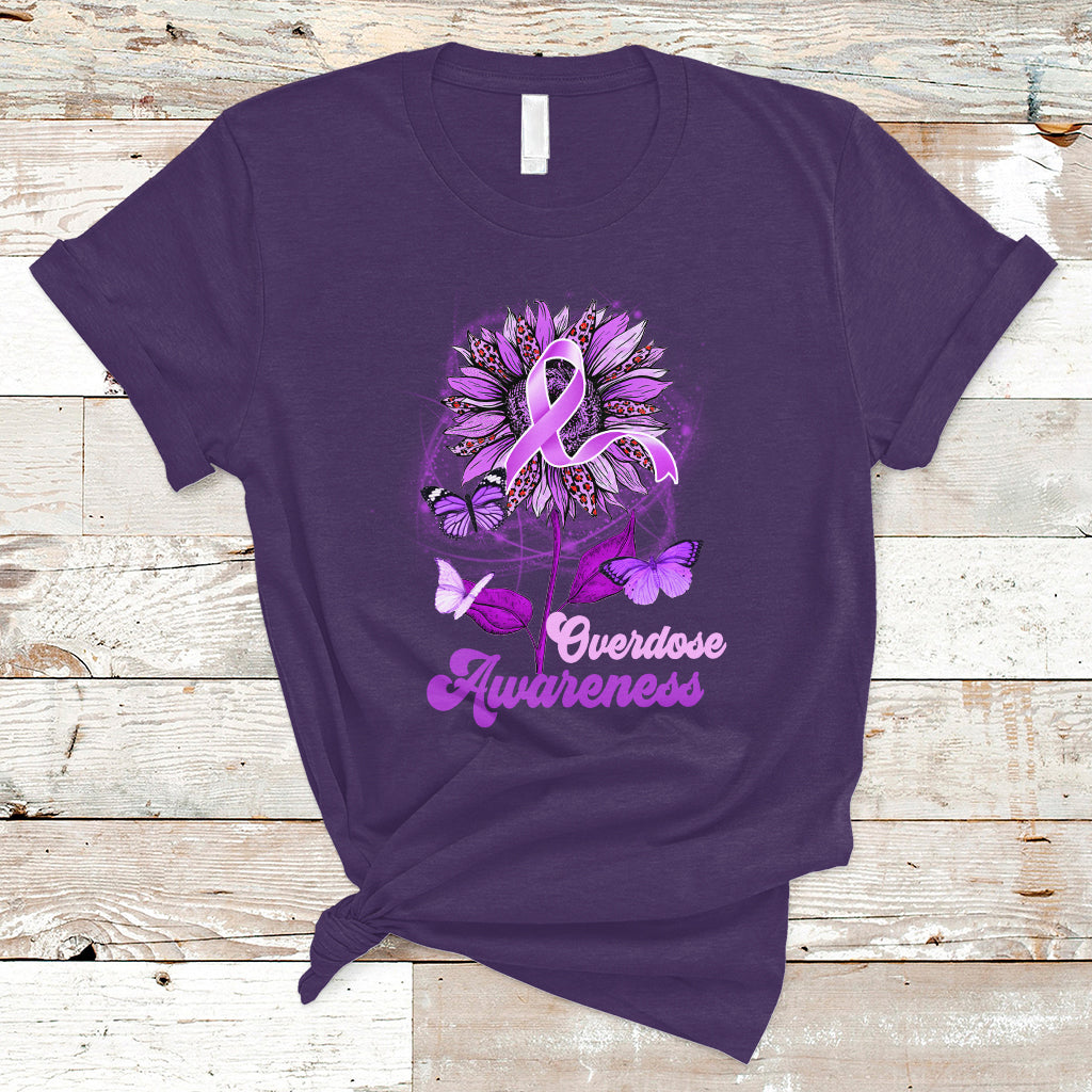 Overdose Awareness T Shirt Sunflower Purple Overdose Prevention - Wonder Print Shop