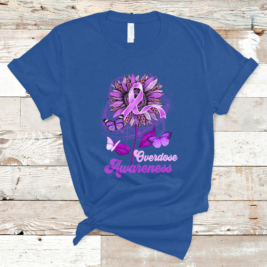 Overdose Awareness T Shirt Sunflower Purple Overdose Prevention - Wonder Print Shop