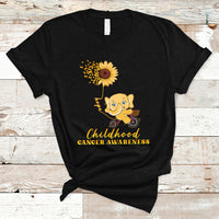 Childhood Cancer Awareness T Shirt Elephant Sunflower Gold Ribbon - Wonder Print Shop