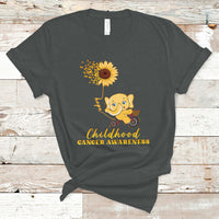 Childhood Cancer Awareness T Shirt Elephant Sunflower Gold Ribbon - Wonder Print Shop
