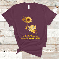 Childhood Cancer Awareness T Shirt Elephant Sunflower Gold Ribbon - Wonder Print Shop