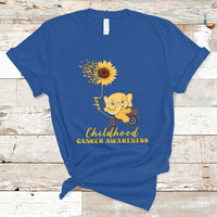 Childhood Cancer Awareness T Shirt Elephant Sunflower Gold Ribbon - Wonder Print Shop