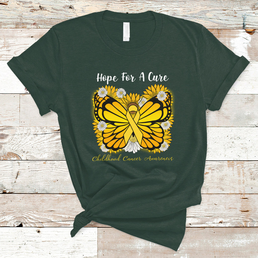 Childhood Cancer Awareness T Shirt Hope For A Cure Butterfly Flower - Wonder Print Shop