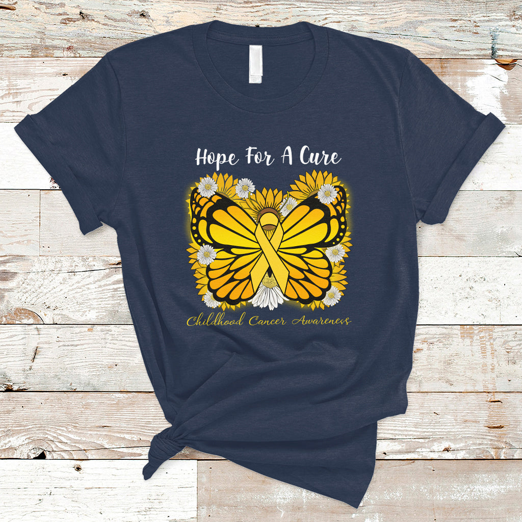 Childhood Cancer Awareness T Shirt Hope For A Cure Butterfly Flower - Wonder Print Shop