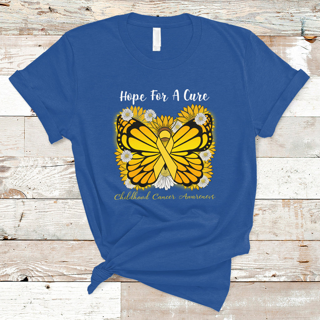 Childhood Cancer Awareness T Shirt Hope For A Cure Butterfly Flower - Wonder Print Shop