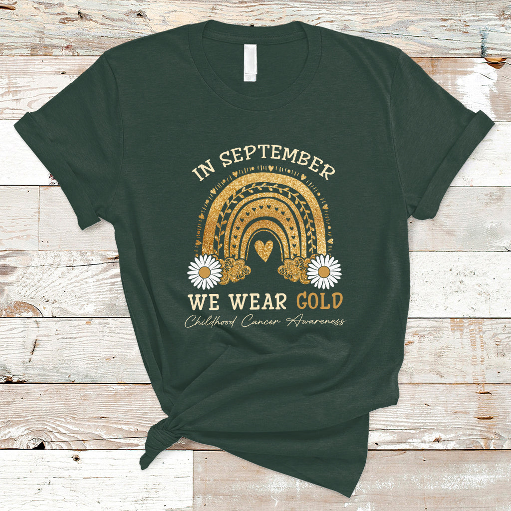 Childhood Cancer Awareness T Shirt In September We Wear Gold Rainbow - Wonder Print Shop