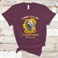 Childhood Cancer Awareness T Shirt Flowers Elephant I Wear Gold For - Wonder Print Shop