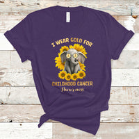 Childhood Cancer Awareness T Shirt Flowers Elephant I Wear Gold For - Wonder Print Shop