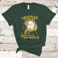 Childhood Cancer Awareness T Shirt Warriors Are Magical Unicorn Gold Ribbon - Wonder Print Shop