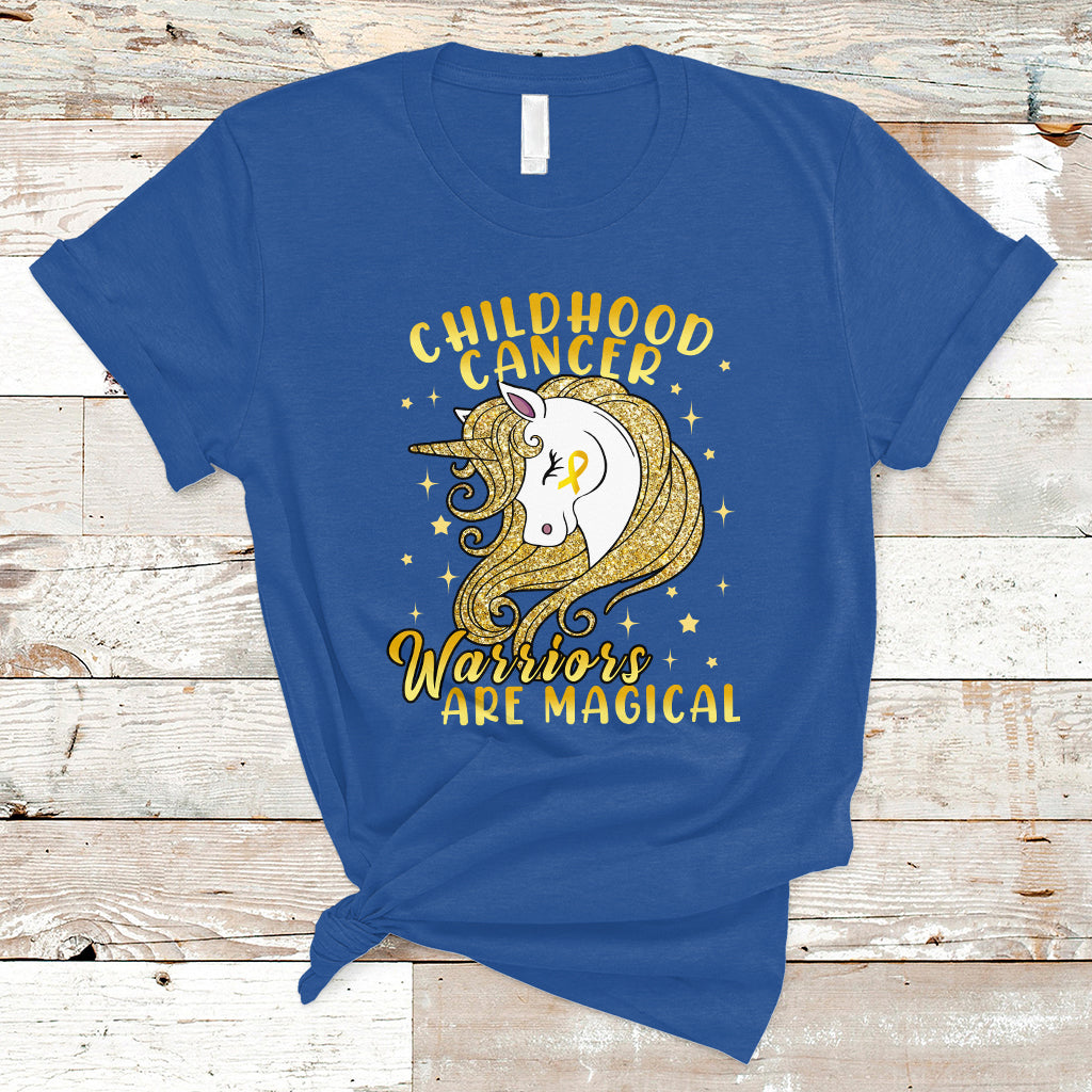 Childhood Cancer Awareness T Shirt Warriors Are Magical Unicorn Gold Ribbon - Wonder Print Shop