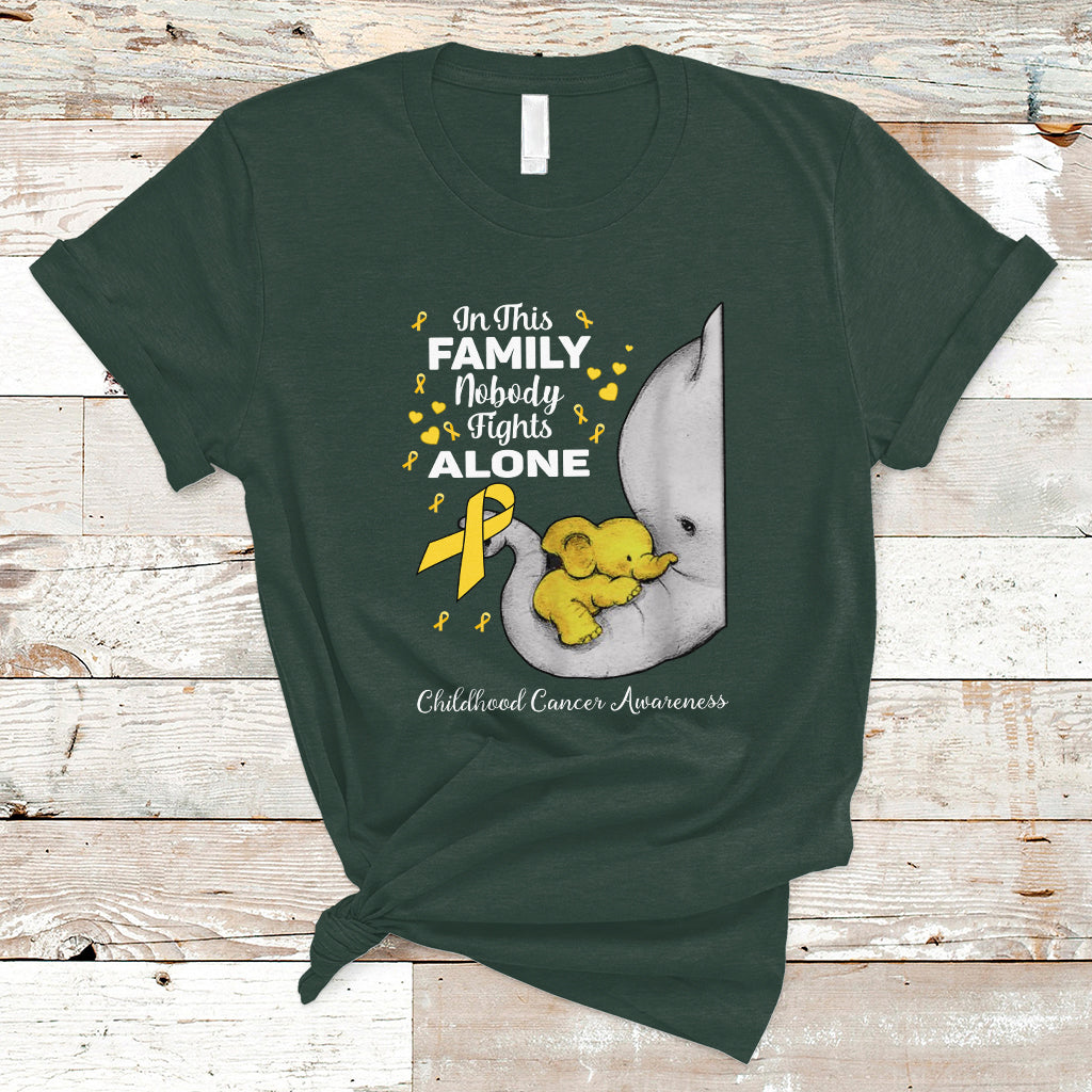 Childhood Cancer Awareness T Shirt In This Family Nobody Fights Alone Elephant - Wonder Print Shop