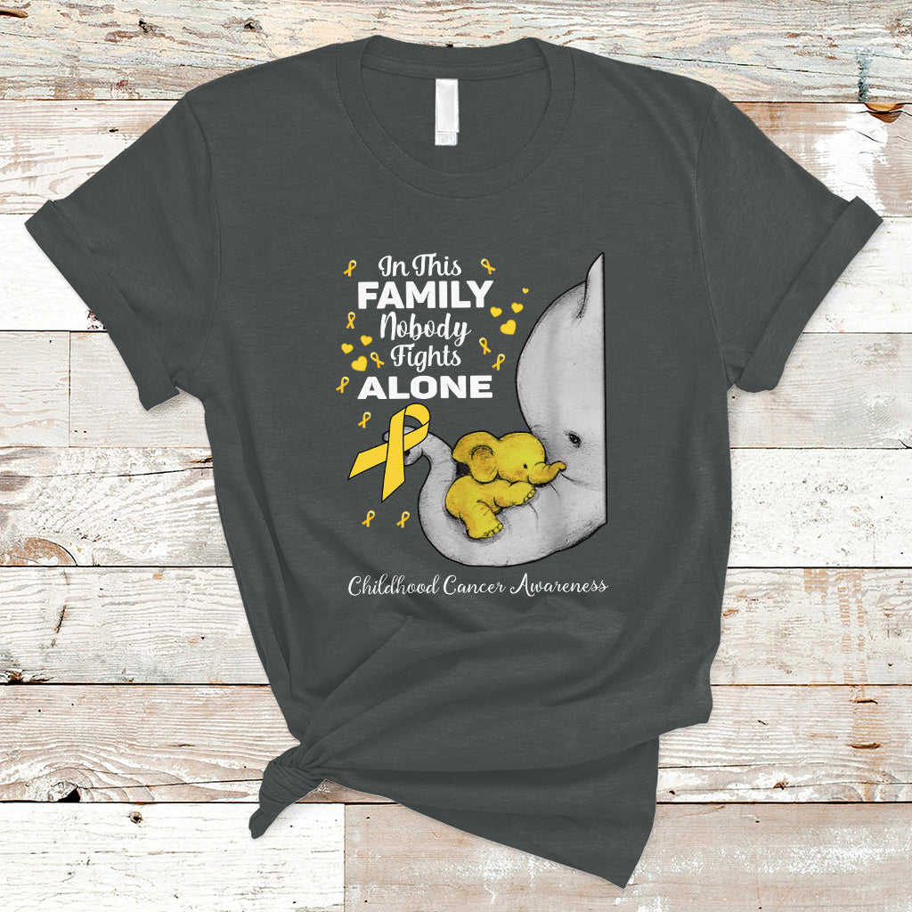 Childhood Cancer Awareness T Shirt In This Family Nobody Fights Alone Elephant - Wonder Print Shop