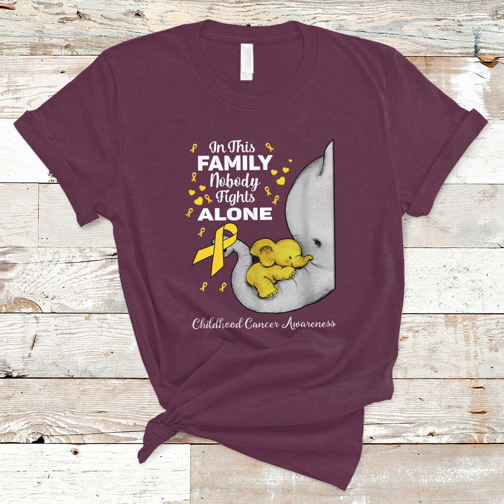 Childhood Cancer Awareness T Shirt In This Family Nobody Fights Alone Elephant - Wonder Print Shop