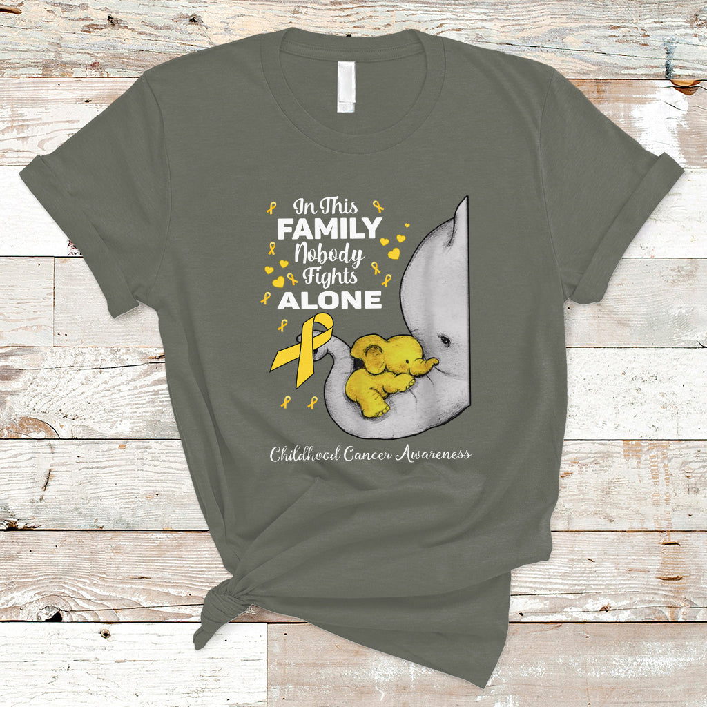 Childhood Cancer Awareness T Shirt In This Family Nobody Fights Alone Elephant - Wonder Print Shop