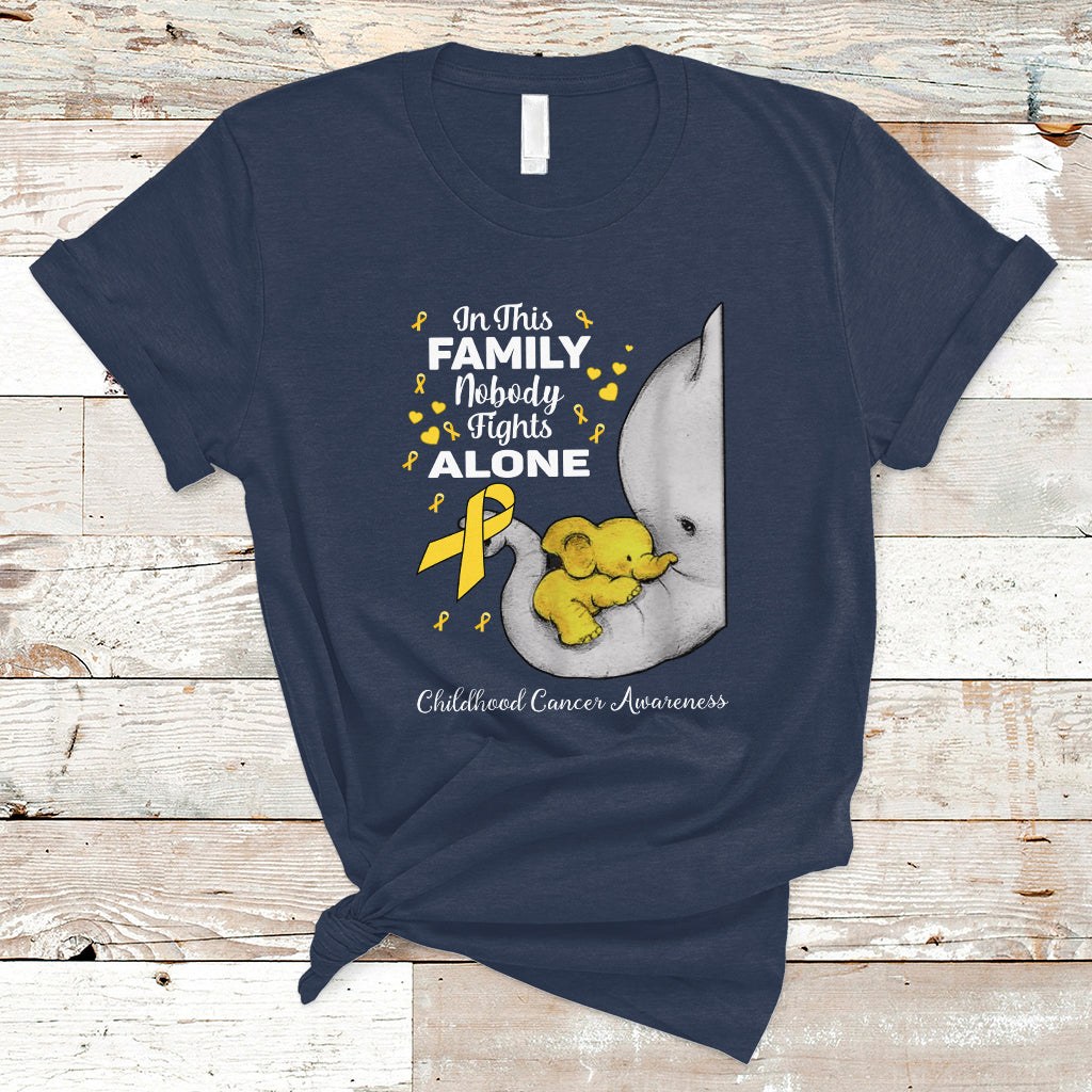 Childhood Cancer Awareness T Shirt In This Family Nobody Fights Alone Elephant - Wonder Print Shop
