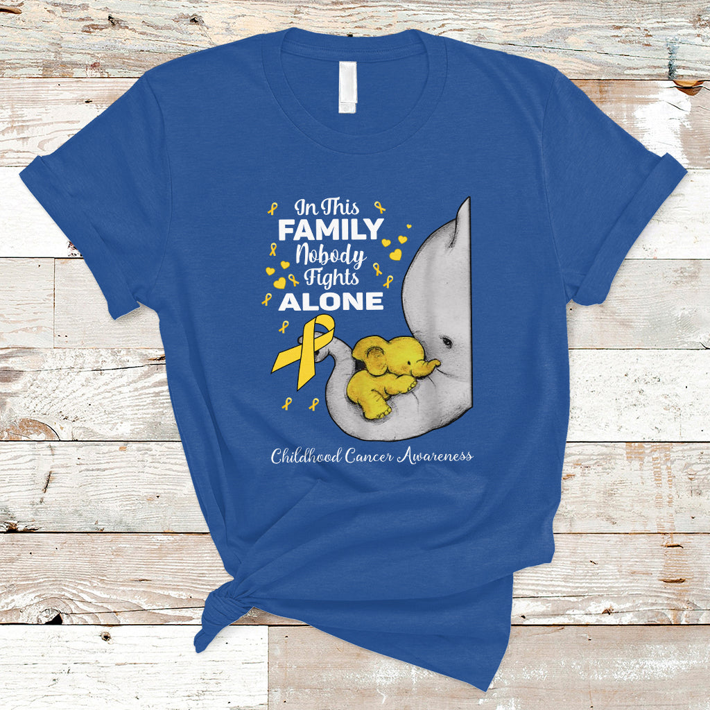 Childhood Cancer Awareness T Shirt In This Family Nobody Fights Alone Elephant - Wonder Print Shop