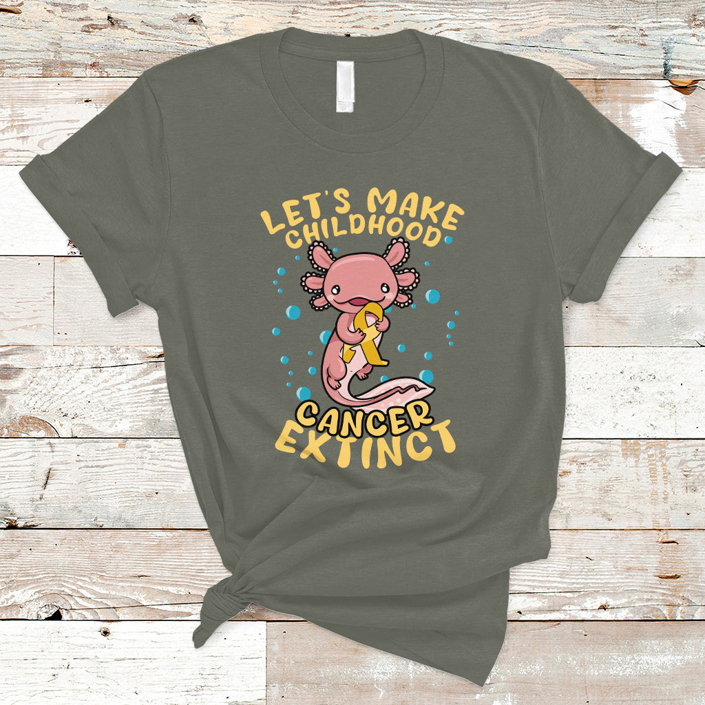 Childhood Cancer Awareness T Shirt Make Extinct Axolotl Pediatric Cancer - Wonder Print Shop