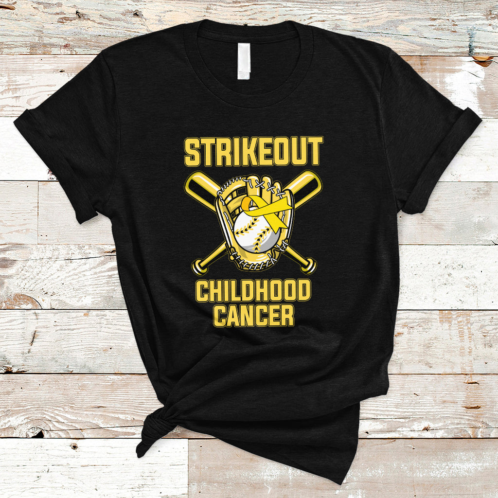 Childhood Cancer Awareness T Shirt Strikeout Childhood Cancer Baseball Support Pediatric Cancer - Wonder Print Shop