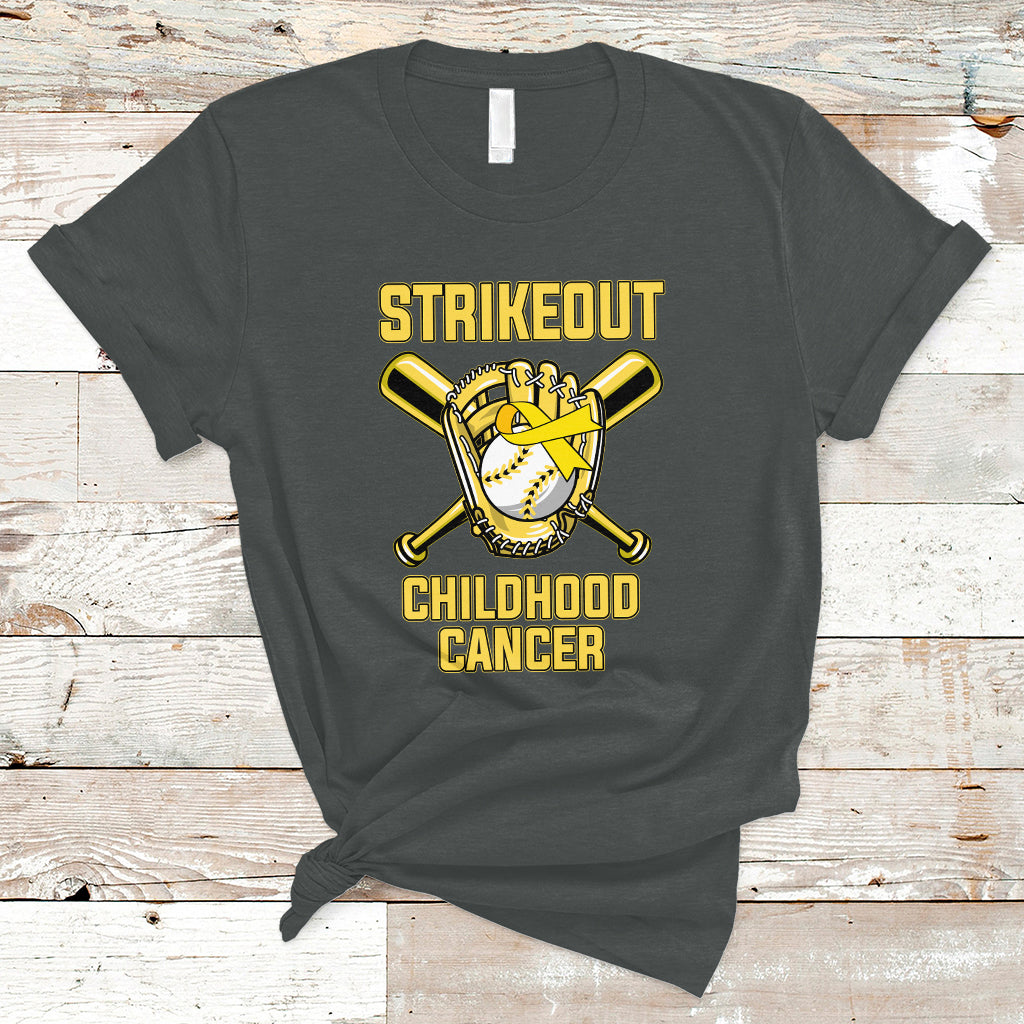 Childhood Cancer Awareness T Shirt Strikeout Childhood Cancer Baseball Support Pediatric Cancer - Wonder Print Shop
