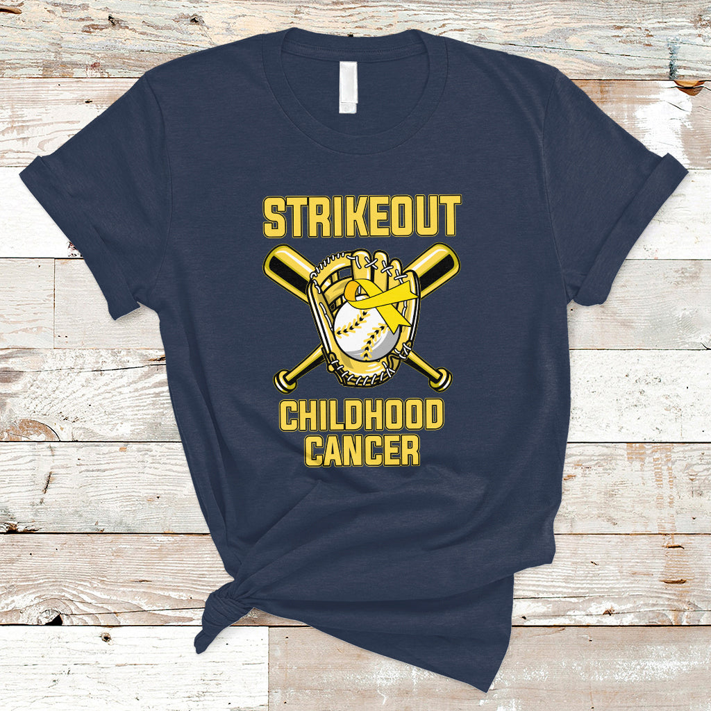 Childhood Cancer Awareness T Shirt Strikeout Childhood Cancer Baseball Support Pediatric Cancer - Wonder Print Shop