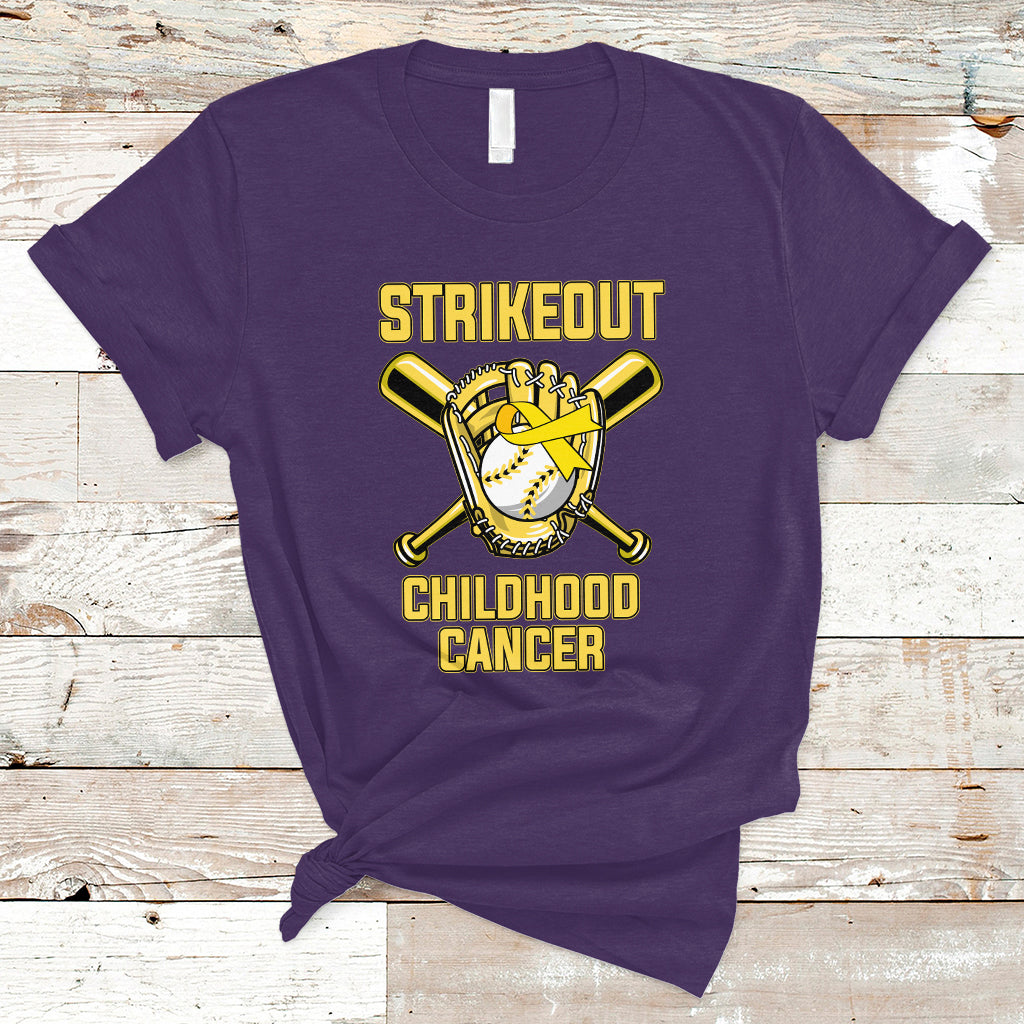 Childhood Cancer Awareness T Shirt Strikeout Childhood Cancer Baseball Support Pediatric Cancer - Wonder Print Shop