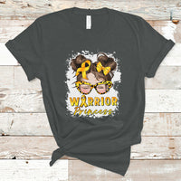 Childhood Cancer Awareness T Shirt Warrior Princess Gold Ribbon Messy Bun Girl - Wonder Print Shop